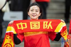 球迷们为国际足球比赛呐喊助威